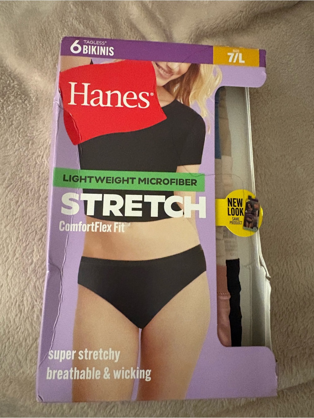 Hanes Women’s Bikini Cut Panties- 6 Pair Bundle New in Box (Large)